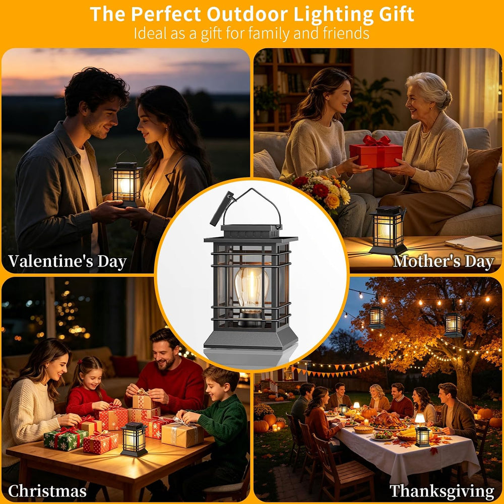 Solar Lanterns Outdoor Waterproof, Hanging Solar Lights for Outside 2 Pack