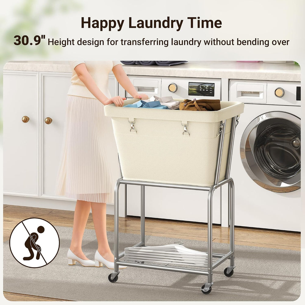 ELYKEN Rolling Laundry Hamper with Wheels, Removable Bag, Laundry Cart
