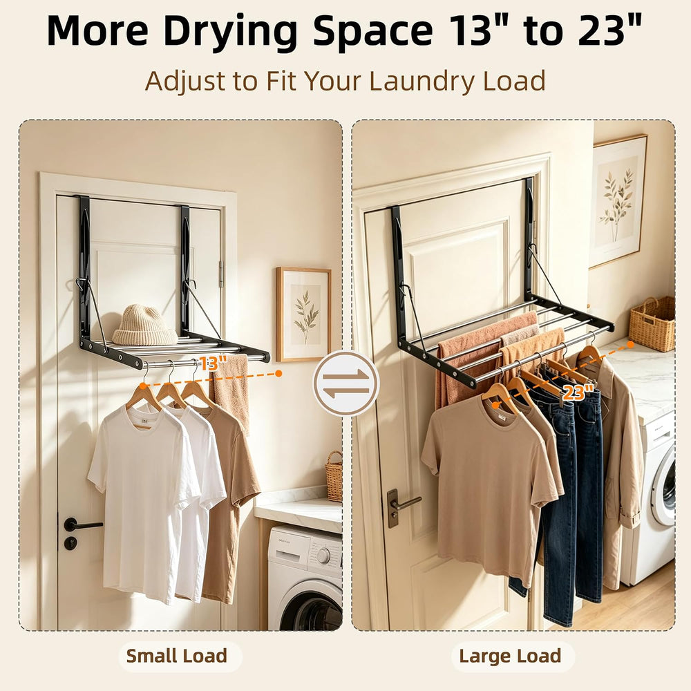 Over the Door Drying Rack, Adjustable Length Clothes & Towel Rack