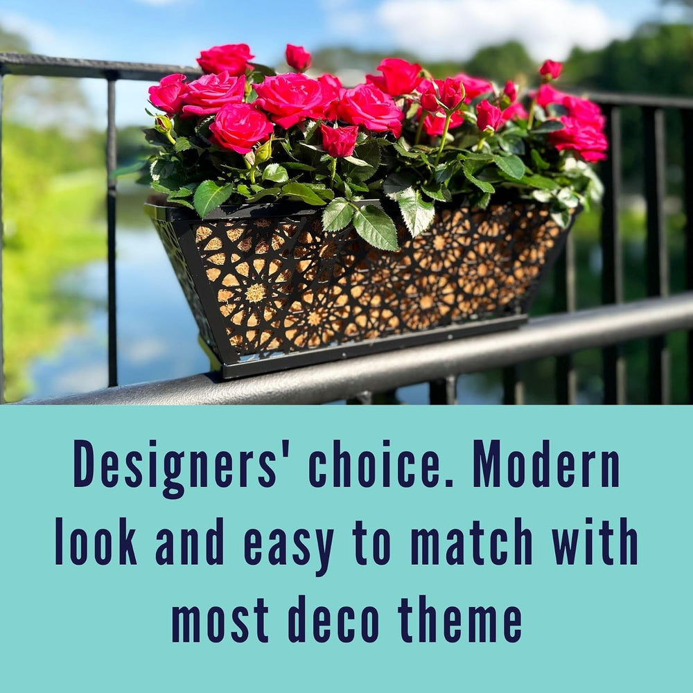 LaLaGreen Garden Wall Planter (16 in, 4 Pack) Black Window Box with Liner