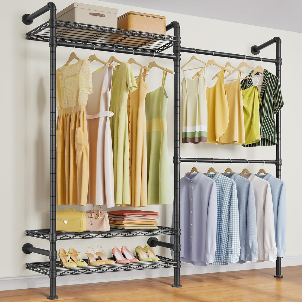 Timate F2 Industrial Pipe Clothes Rack Wall Mounted Clothing Rack for Hanging...