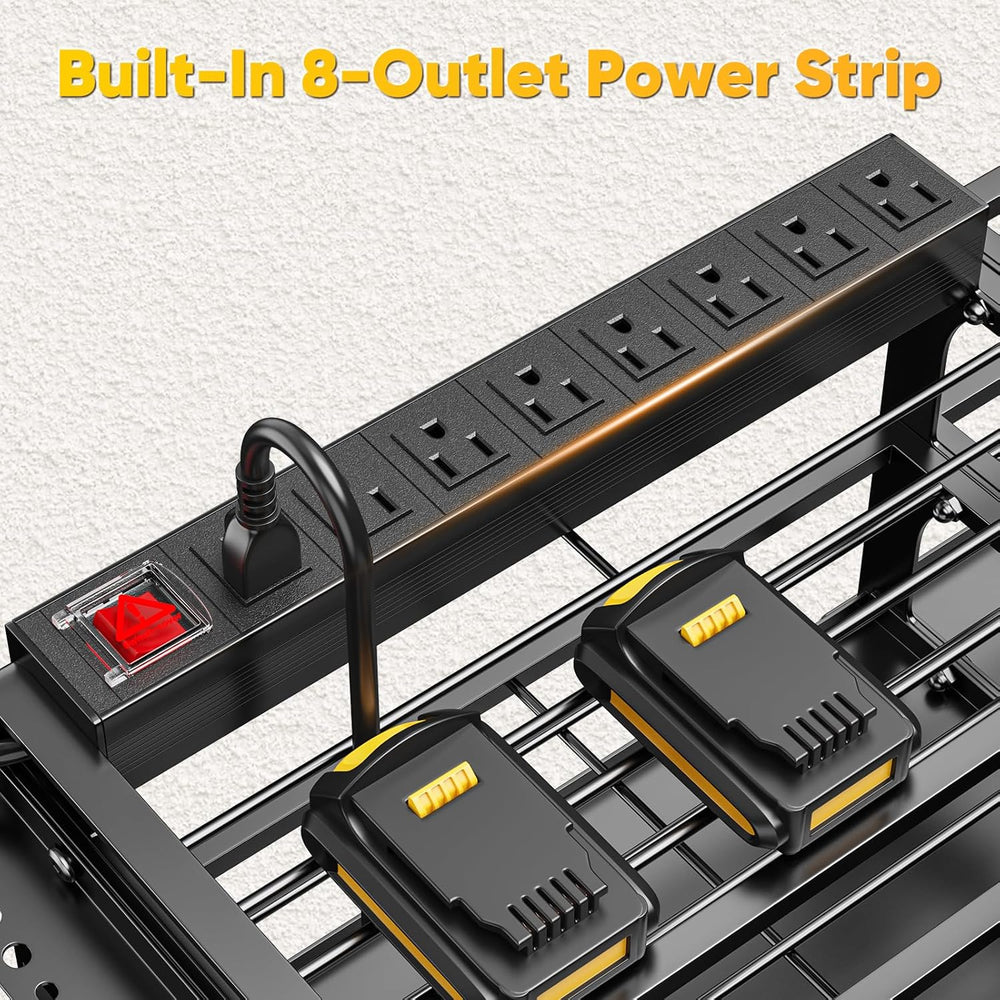 Power Tool Organizer Wall Mount with Charging Station, 4 Tier Tool Battery St...