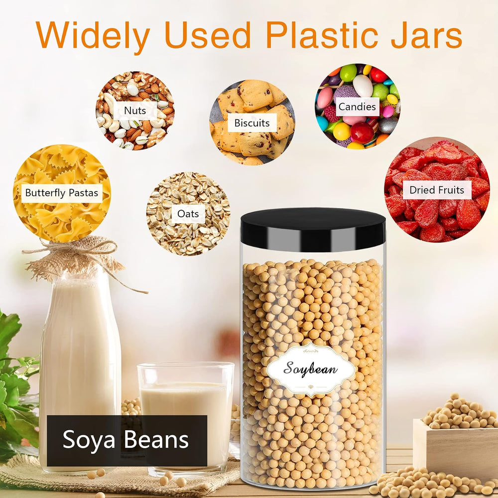 PeacePeo 32 OZ Plastic Jars with Lids, 16 Pcs Food Storage Containers