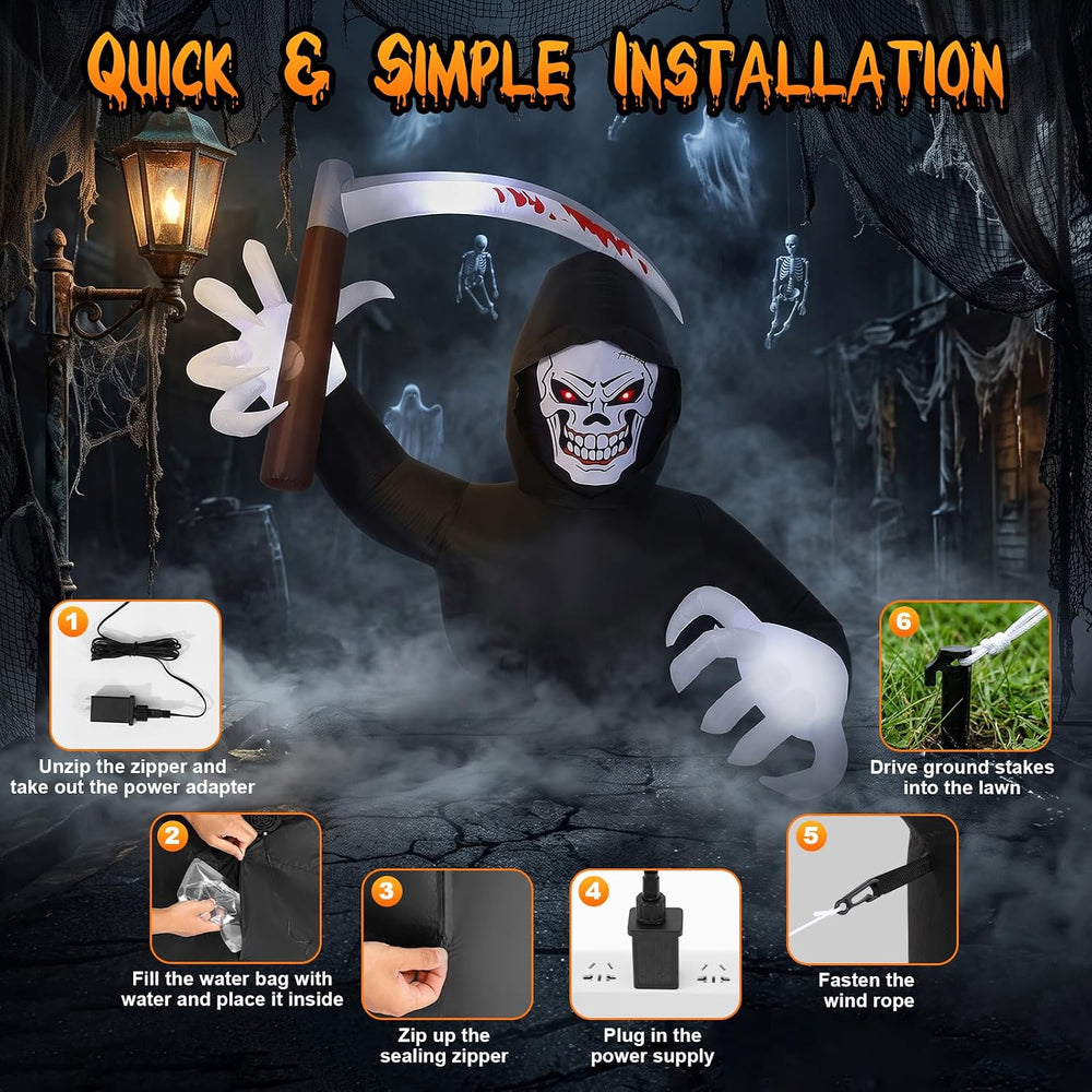 Luxspire 7.2FT Halloween Inflatable Outdoor, Inflatable Grim Reaper Decor
