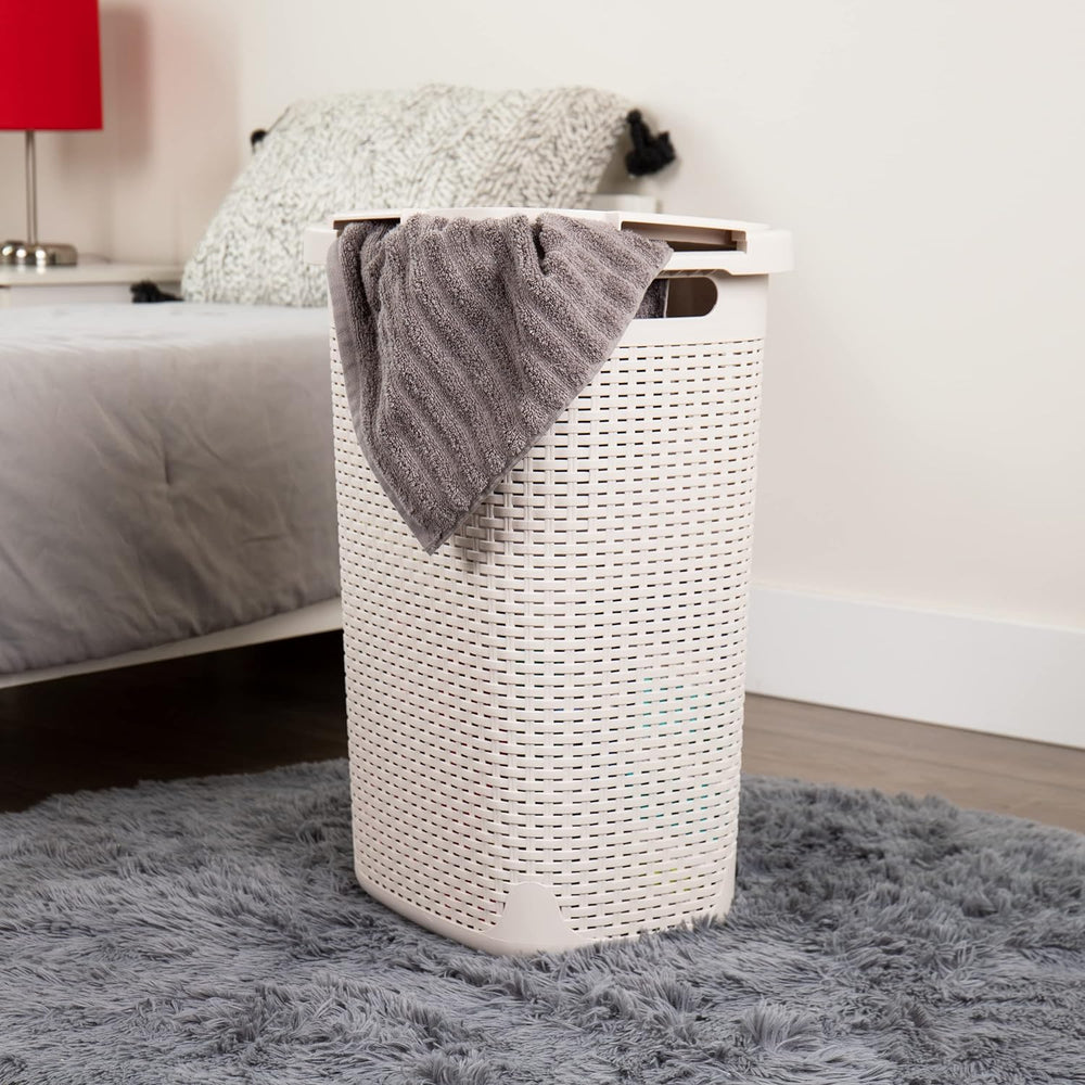 Mind Reader Tall Tapered Laundry Hamper with Lid, 60L Clothes Basket, Narrow ...