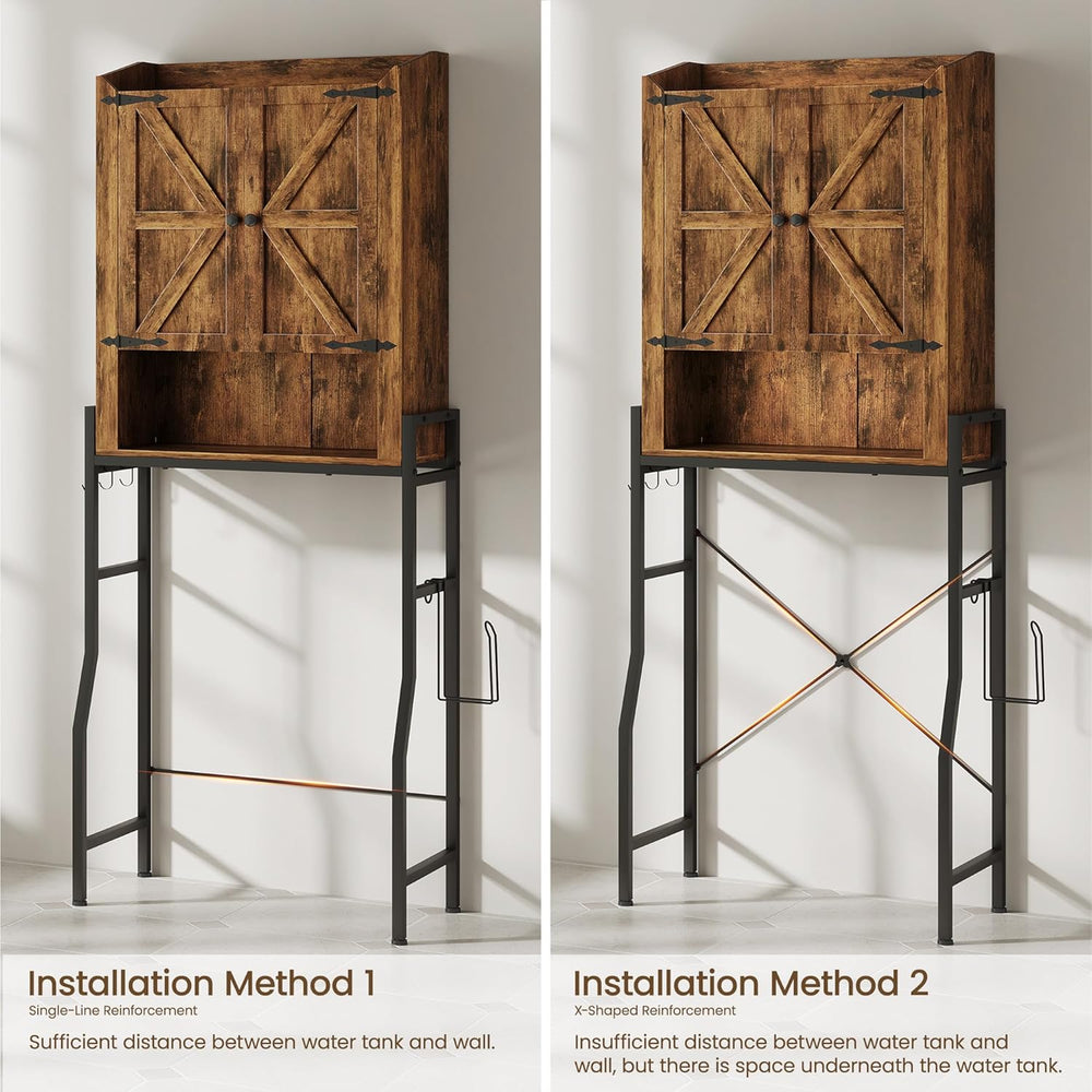 Memobarco Over The Toilet Storage Cabinet with Metal Stand, Rustic Brown