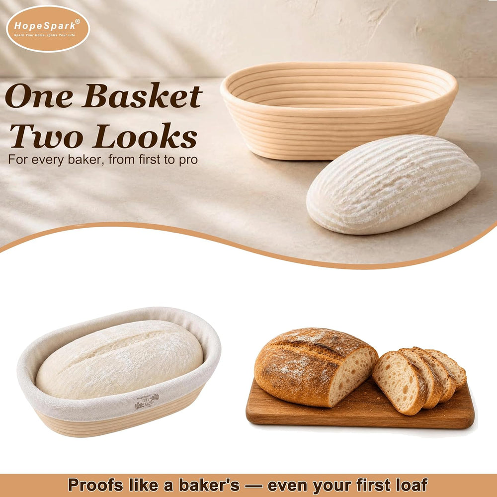 Sourdough Bread Proofing Basket Kit, 9" Round and 10" Oval Banneton...