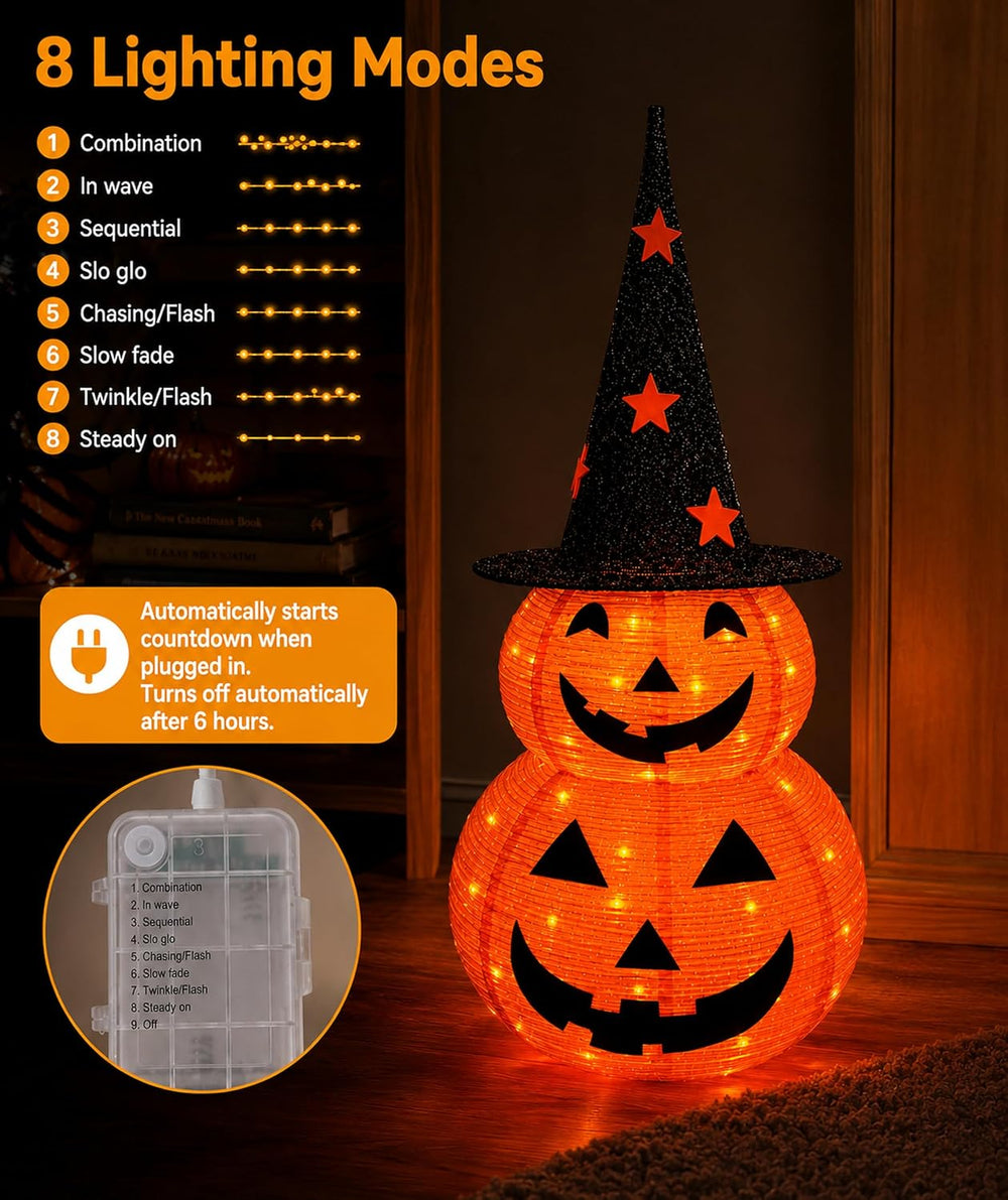3FT Prelit Halloween Pumpkin Decoration, Pop Up Jack-o-Lantern
