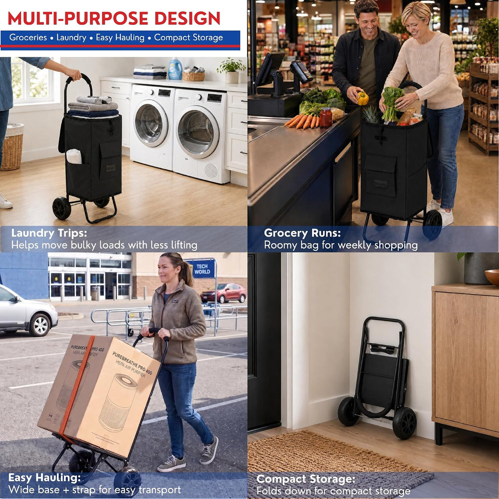 Shopping Cart, Super Loading Grocery Trolley, 220 lbs Capacity, Foldable Cart...