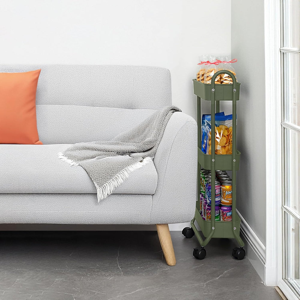SunnyPoint Slim Rolling Storage Cart, 3 Tier Bathroom Storage Organizer Bathr...