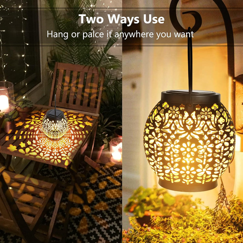 Brizled Solar Lantern Lights, 2 Pack Outdoor LED Hanging Lantern Lights with ...