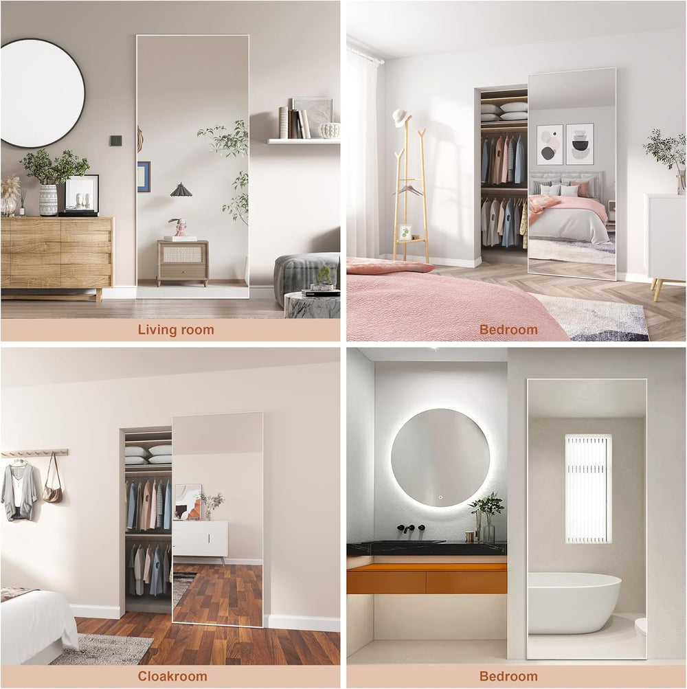 JUBEST 36in x 84in Mirrored Hidden Barn Door Concealed Door Soft Close