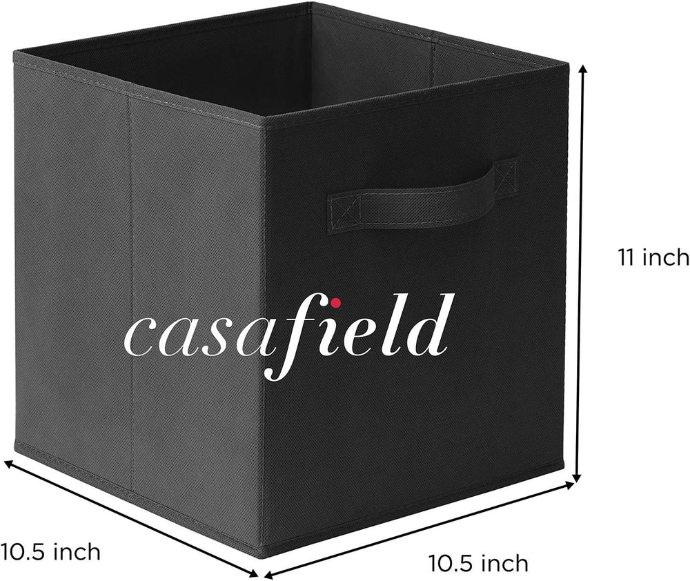 Casafield Set of 12 Collapsible Fabric Cube Storage Bins, Black - 11" Fo...