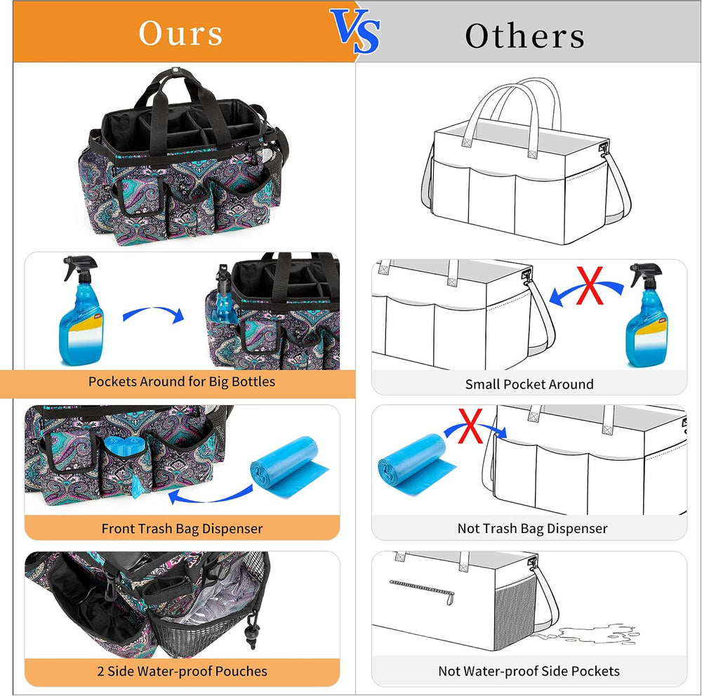 LoDrid Large Wearable Cleaning Caddy Bag with Detachable Divider, Totem