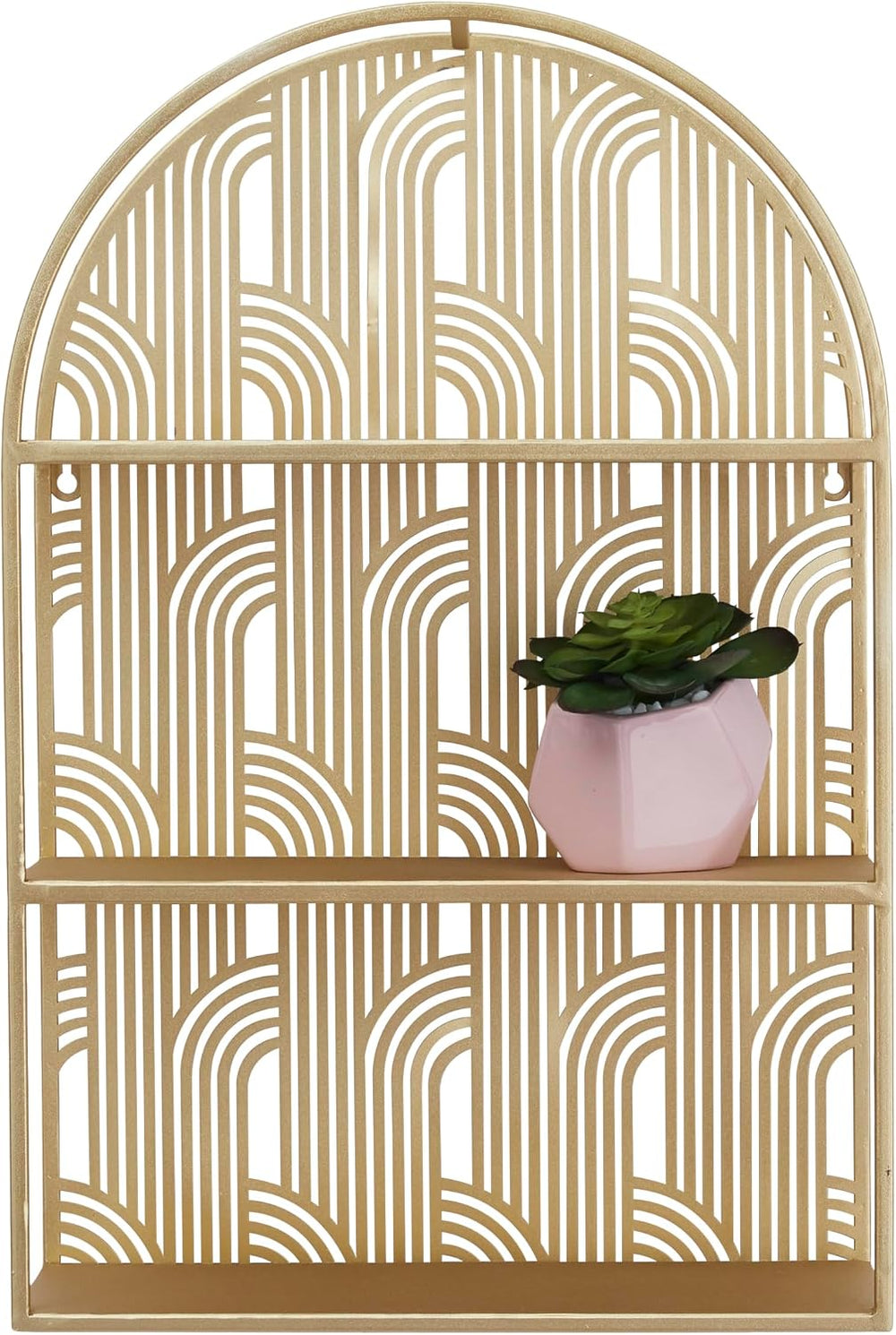 CosmoLiving by Cosmopolitan Metal Geometric Rounded 3 Level Wall Shelf with A...