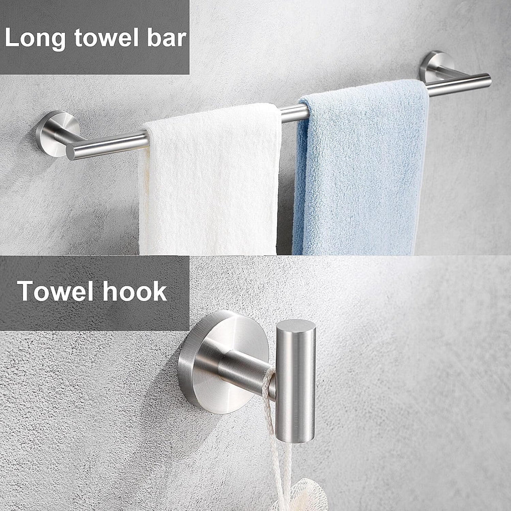 6 Pieces Brushed Nickel Bathroom Hardware Accessories Set Hand Towel Ring 16&...