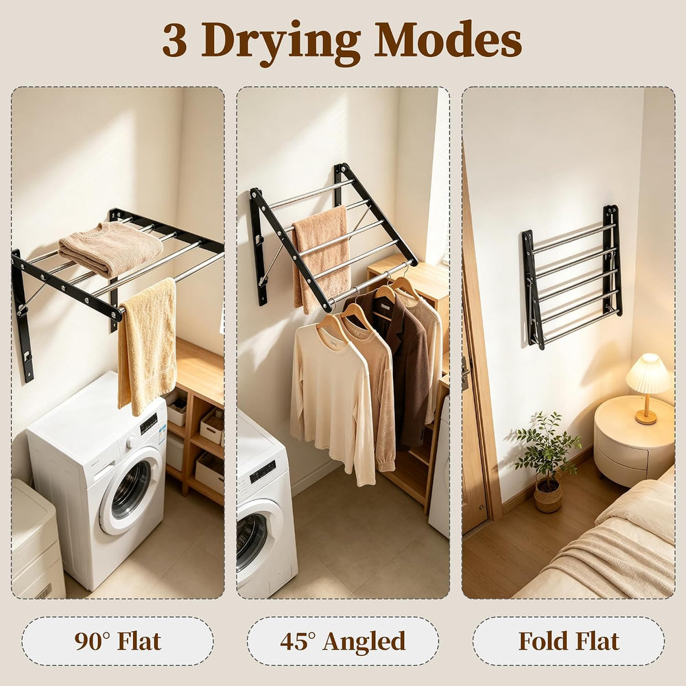 Wall Mounted Drying Rack, Foldable Laundry Rack, 13–23" Adjustable Width