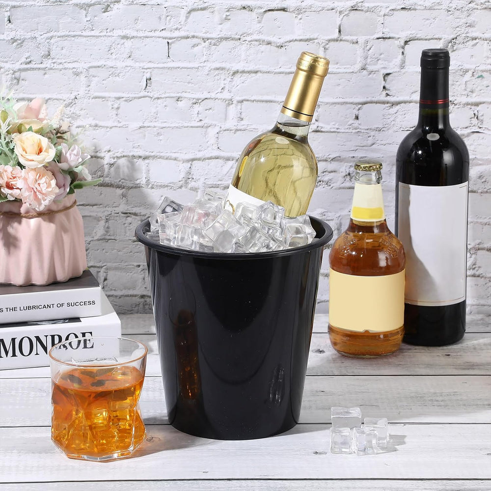 24 Pcs Plastic Ice Buckets for Parties 3 Liters Wine Bucket, Black