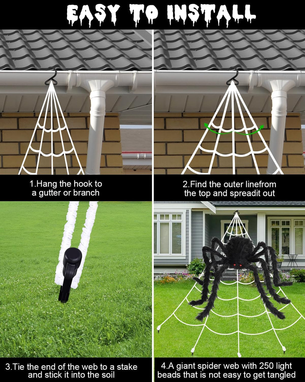 Brighter Spider Webs Halloween Decorations Lights,Halloween Decor