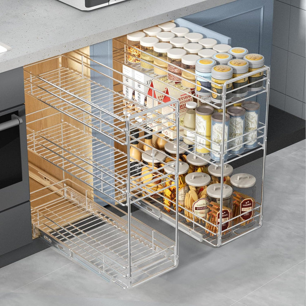 Pull Out Spice Rack Cabinet Organizer 9½" W x 20½" D, 3 Tier Heavy ...