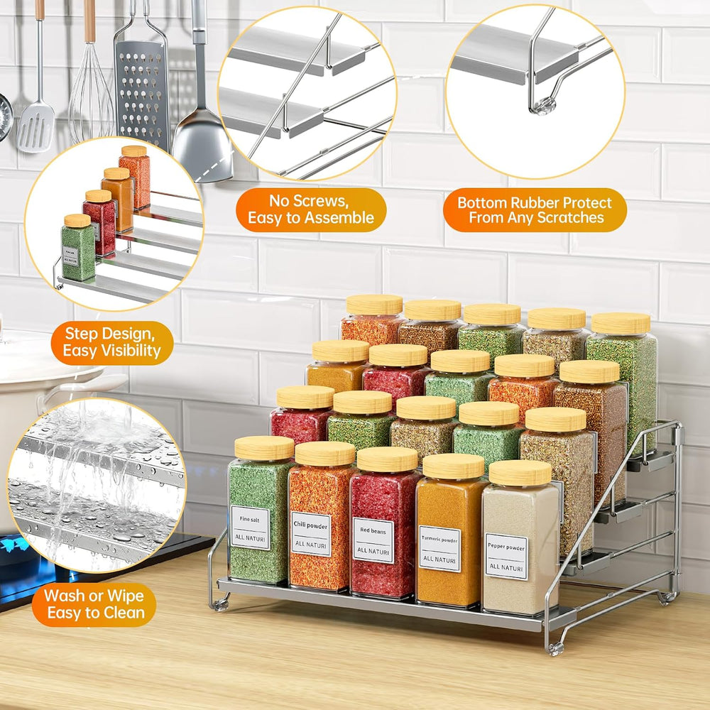 RCHYFEED 4 Tier Spice Rack Organizer,Adjustable Spice Rack,Chrome,1 Pack