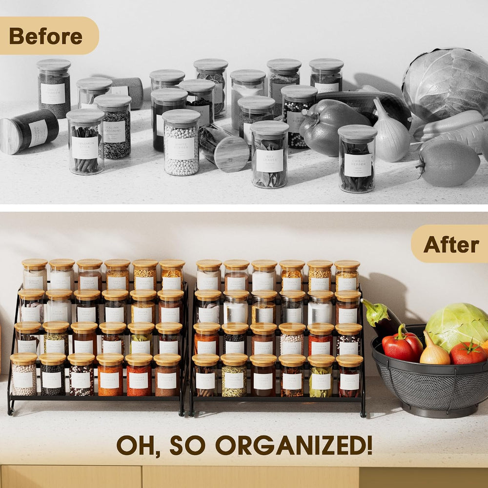 Jolitac 4-Tier Spice Rack Organizer, Depth Adjustable Step Shelf, Metal Spice...