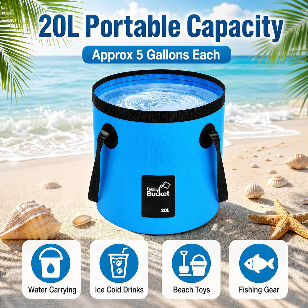 5 Gallon 4 Pack Collapsible Bucket,Blue