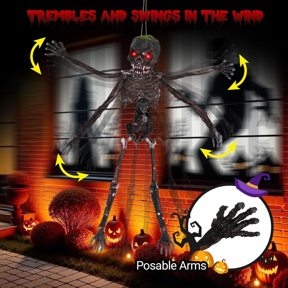 Tangkula 6 FT Halloween Animatronics Hanging Zombie with Glowing Red Eyes