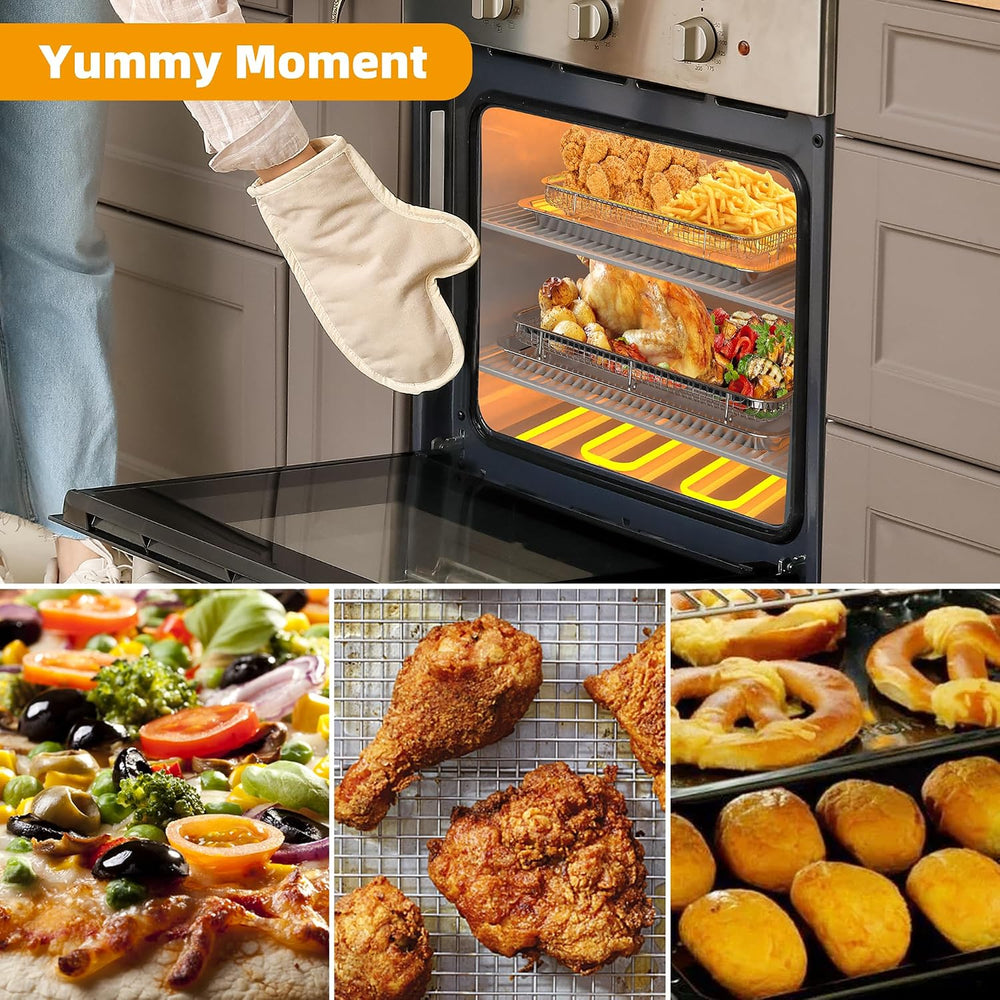 Air Fryer Basket for Oven, 3 Set Stainless Steel Oven Air Fryer Basket and Tr...
