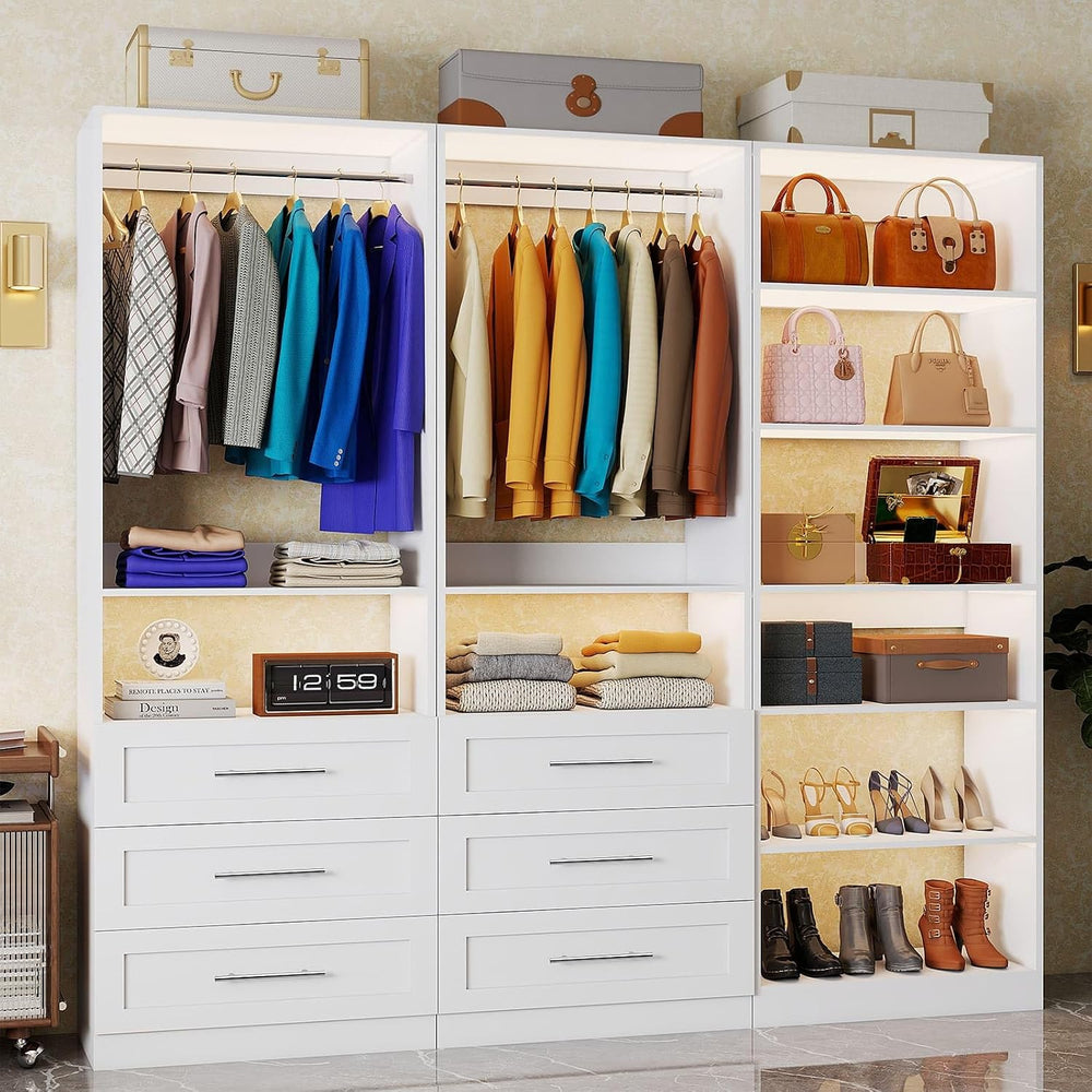 Closet System with 3 Sets, 6-15.8FT Custom Closet Organizer System with 6 Dra...
