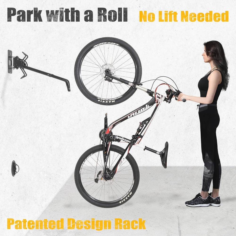 CyclingDeal Swivel Bike Wall Mount Rack - Vertical Adjustable Foldable Bicycl...