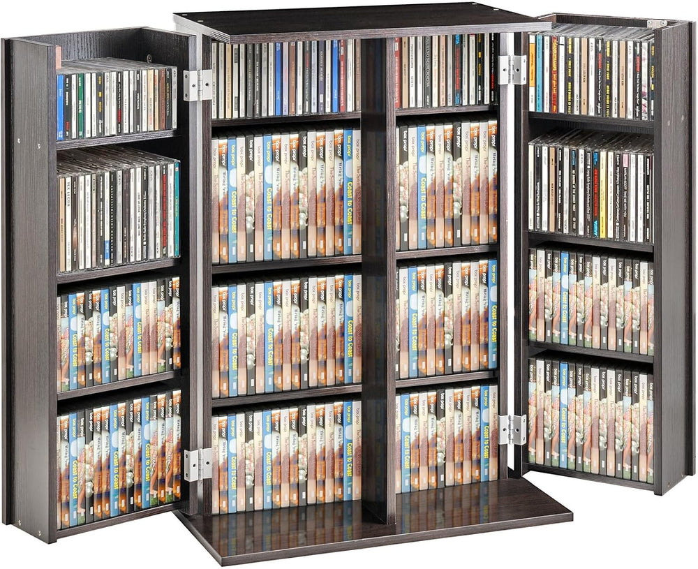 VEVOR Media Storage Cabinet, DVD Cabinet with Adjustable Shelves Espresso
