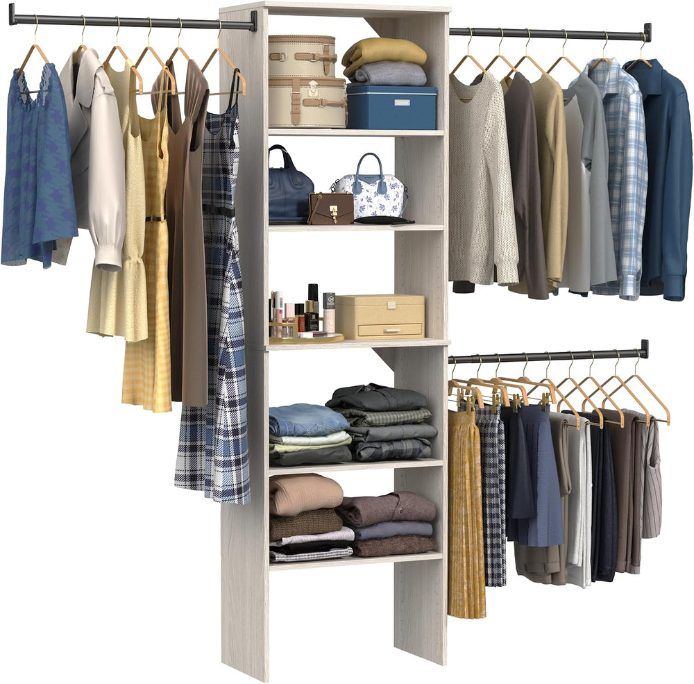 ClosetMaid SuiteSymphony Wood Closet Organizer Kit with Tower, (3) Hang Rods,...