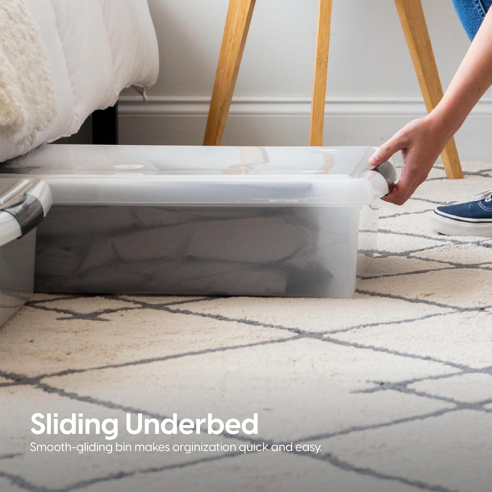 IRIS USA 50 Qt. Long Under Bed Storage Bin with Lids, Clear