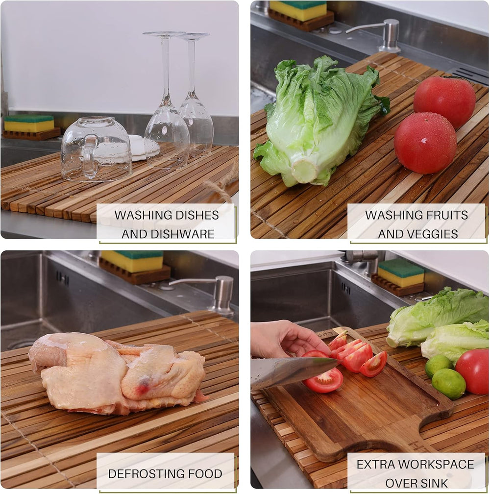 HTB Over Sink Dish Drying Rack 17.8'' x 16.1” Teak Wood