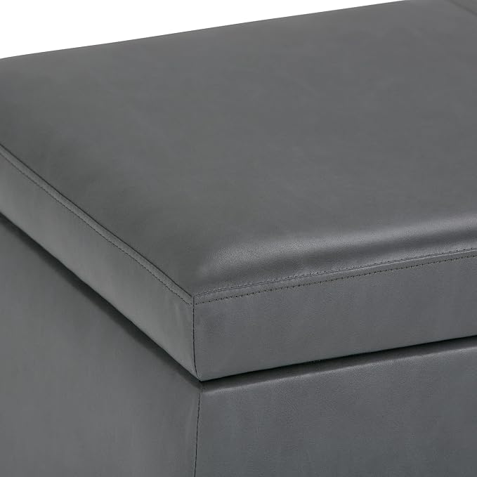 SIMPLIHOME Avalon 48 inch Wide Contemporary Rectangle Storage Ottoman Bench in