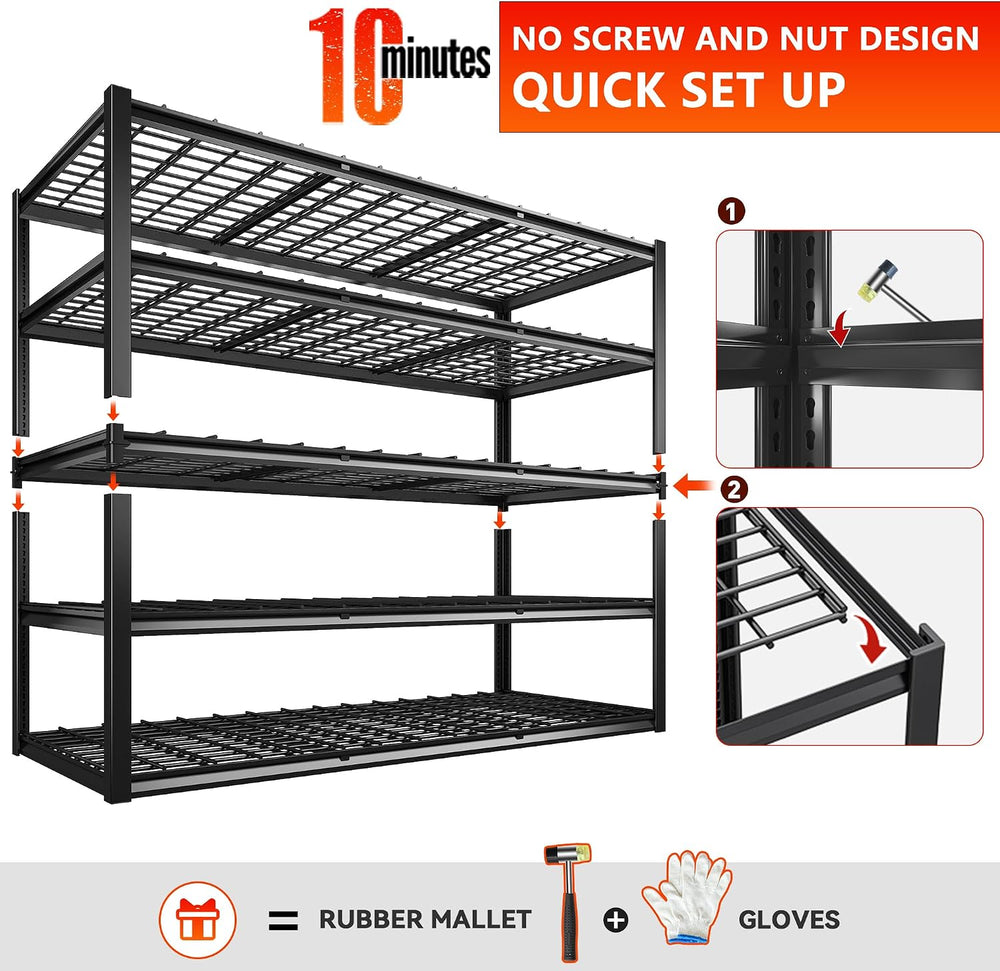 REIBII 60.1"W Heavy Duty Garage Shelving,3050LBS Metal Shelving For Shop