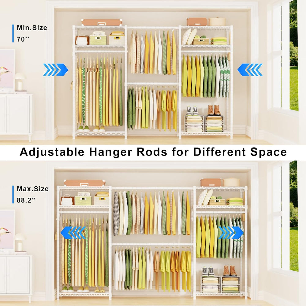 E1 Heavy Duty Closet Garment Rack, Adjustable Metal Clothing Storage