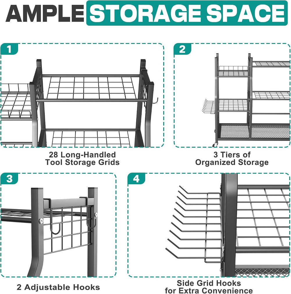 Garden Tool Organizer Stand, Garage Tool Storage Organization