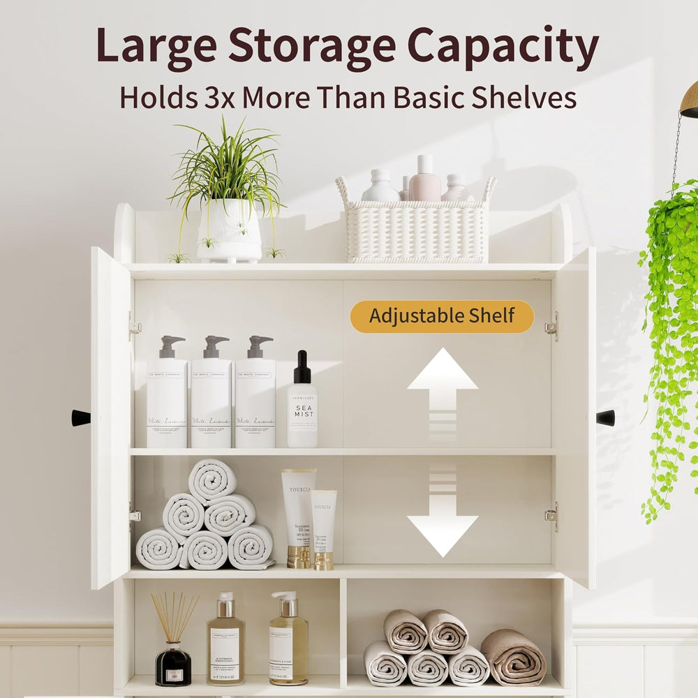 Vipbear Over The Toilet Storage Cabinet, 32.3” W Farmhouse Bathroom Storage C...