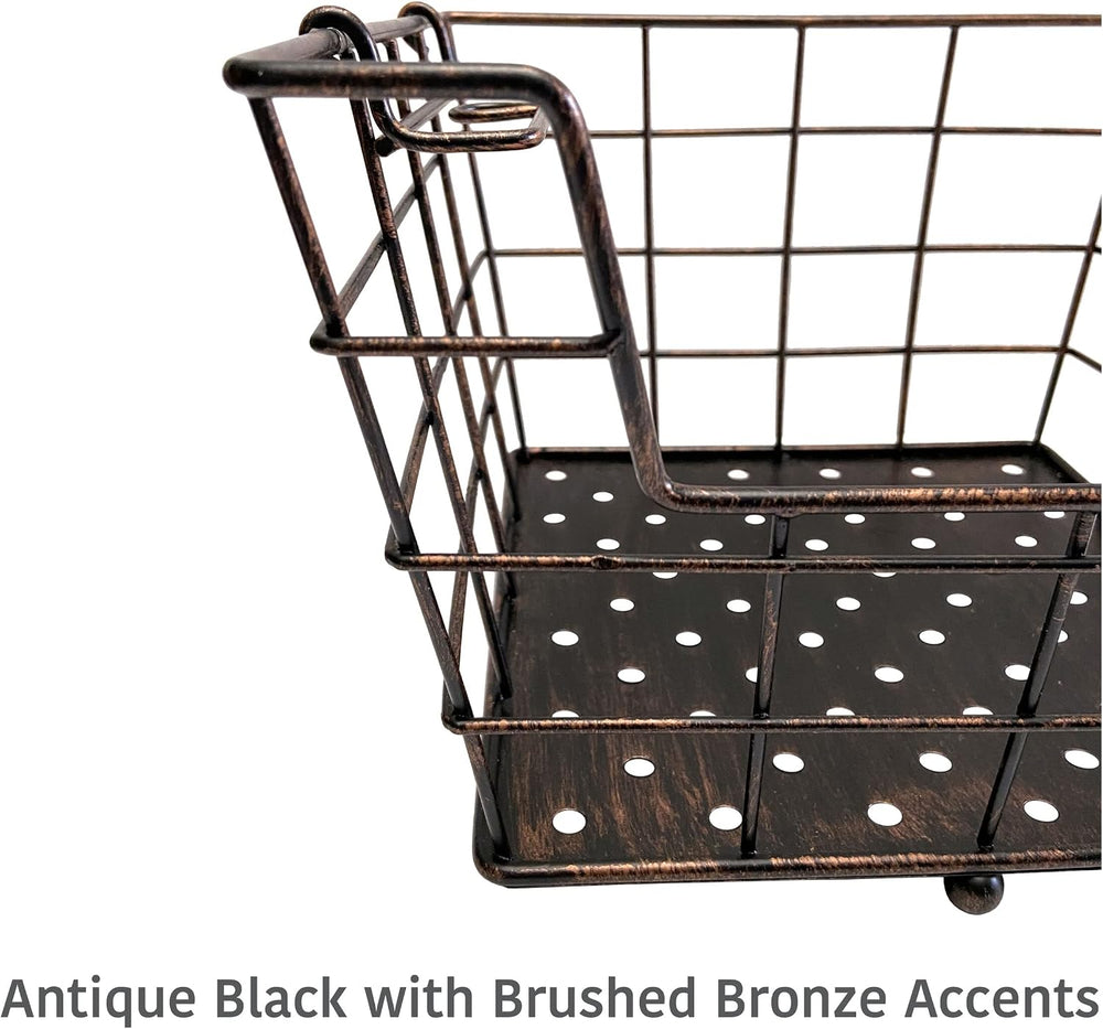 Mikasa Gourmet Basics 4-Tier Market Basket Wire and Acacia Handle Black
