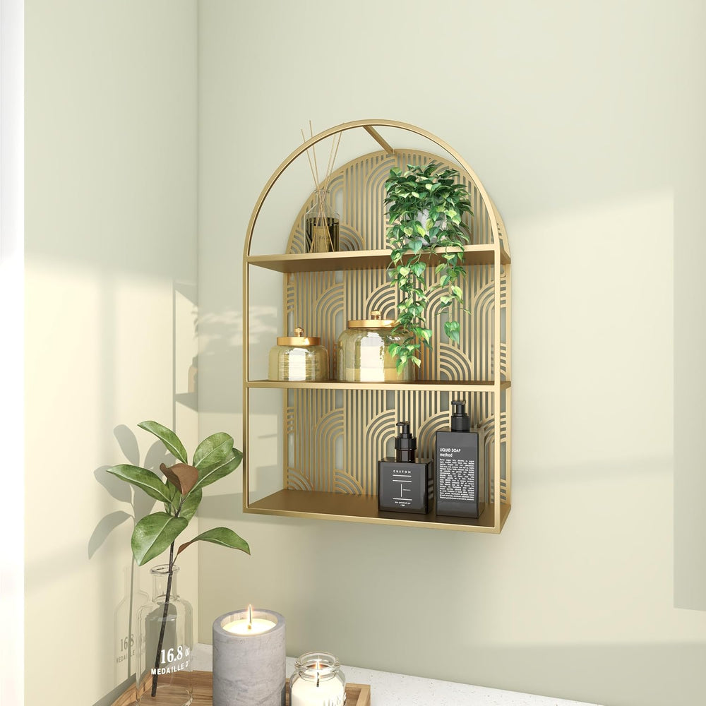 CosmoLiving by Cosmopolitan Metal Geometric Rounded 3 Level Wall Shelf with A...