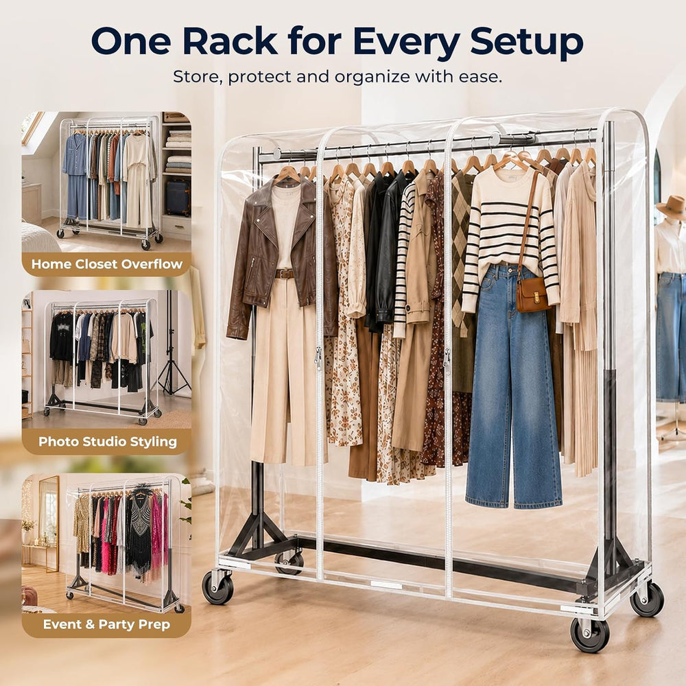 HOKEEPER Z Rack for Clothes with Cover Load 500 LBS with Display Arms