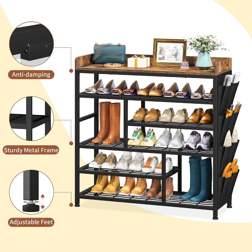 EnHomee 6‑Tier Shoe Rack for Entryway, Holds 24 Pairs, Tall Boot Section
