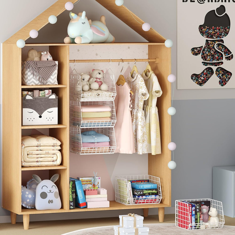 4 Tier Closet Hanging Organizer Foldable Dorm Closet Organizer White