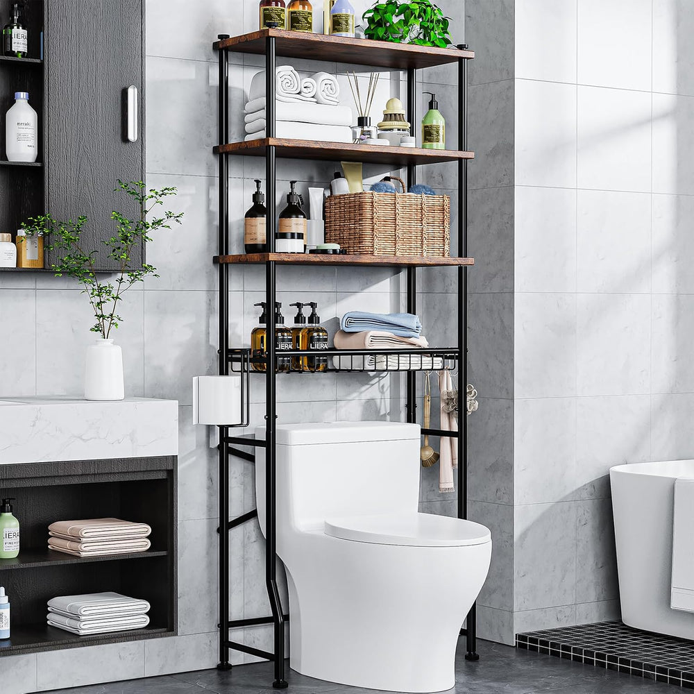 Over-The-Toilet Storage Shelf,4-Tier Bathroom Organizer Cabinet Rack And Stor...