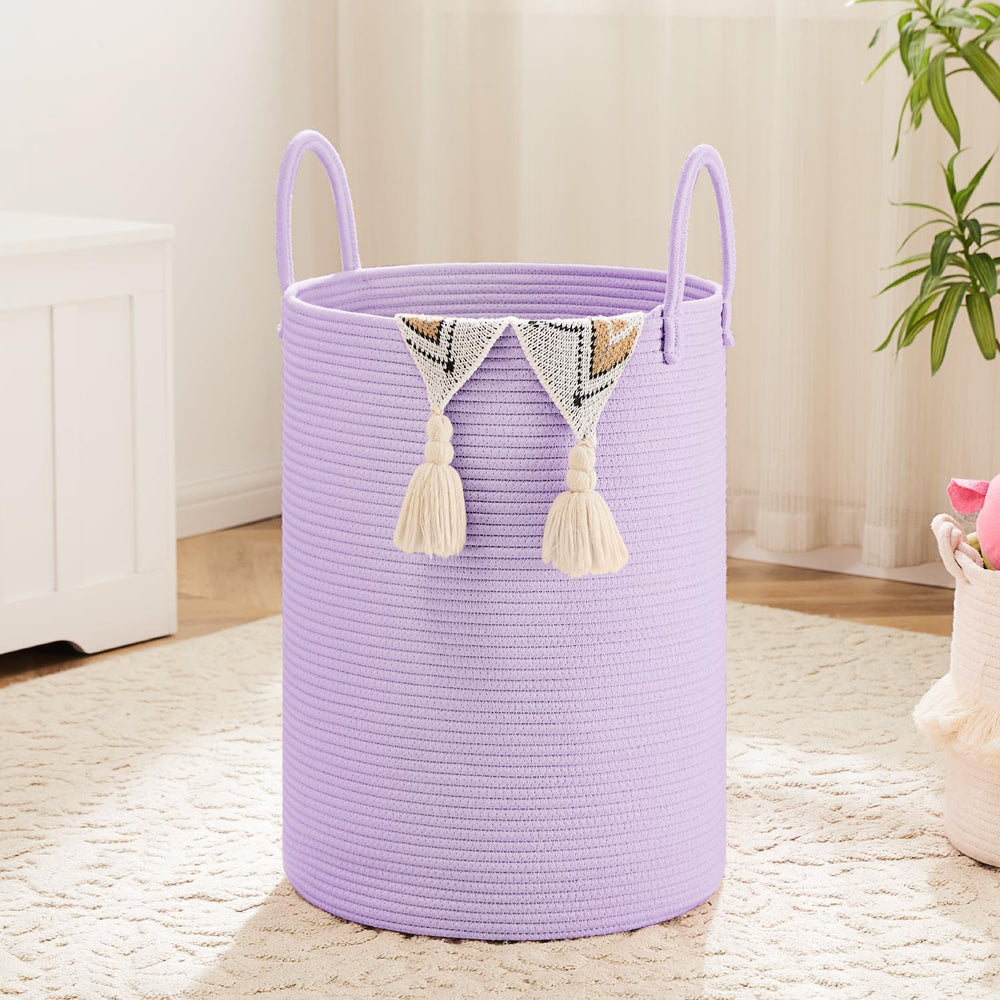 Laundry Basket, Woven Cotton Rope Laundry Hamper, 80L