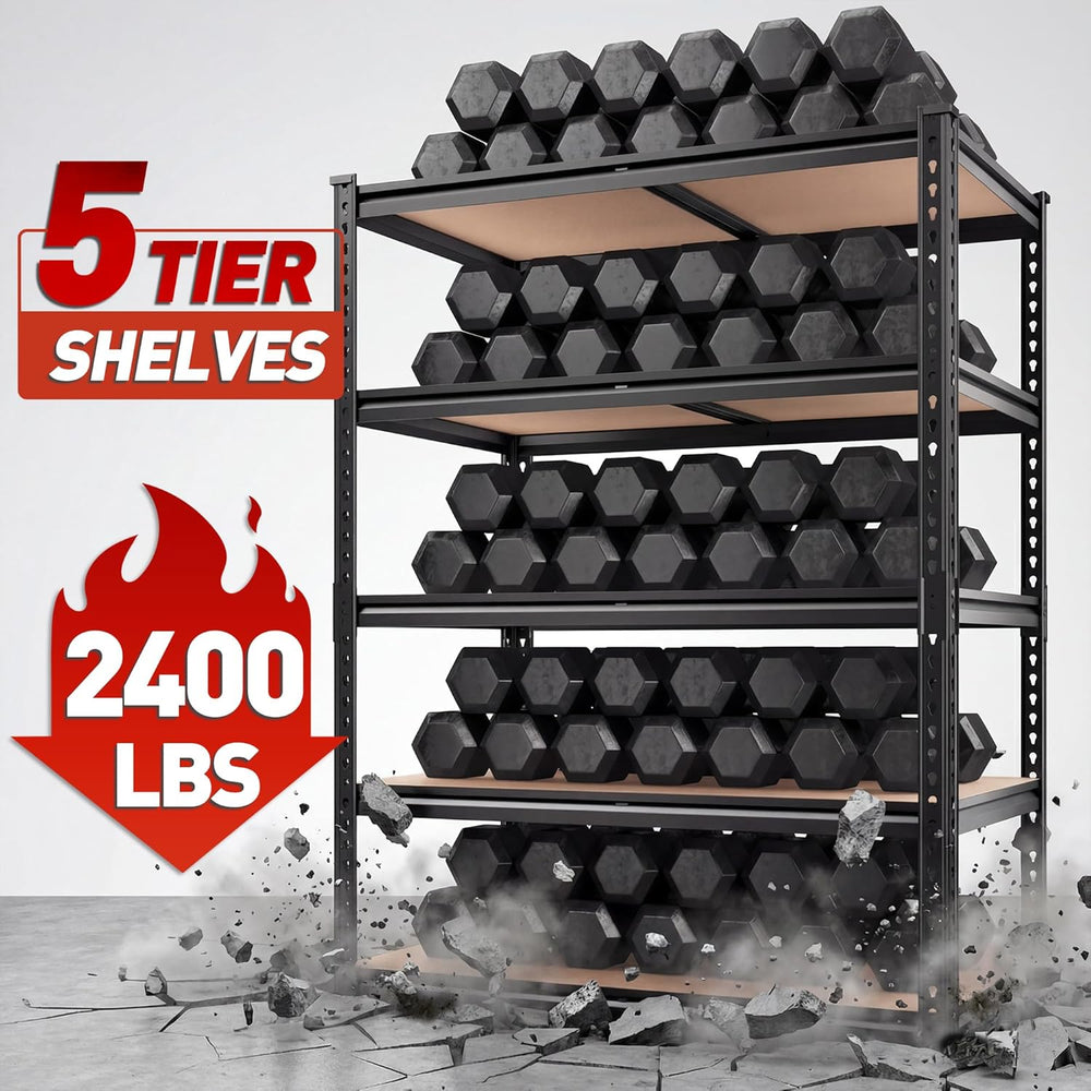 REIBII 3 Pack Garage Shelving,5 Tier Heavy Duty Metal Racks for Warehouse