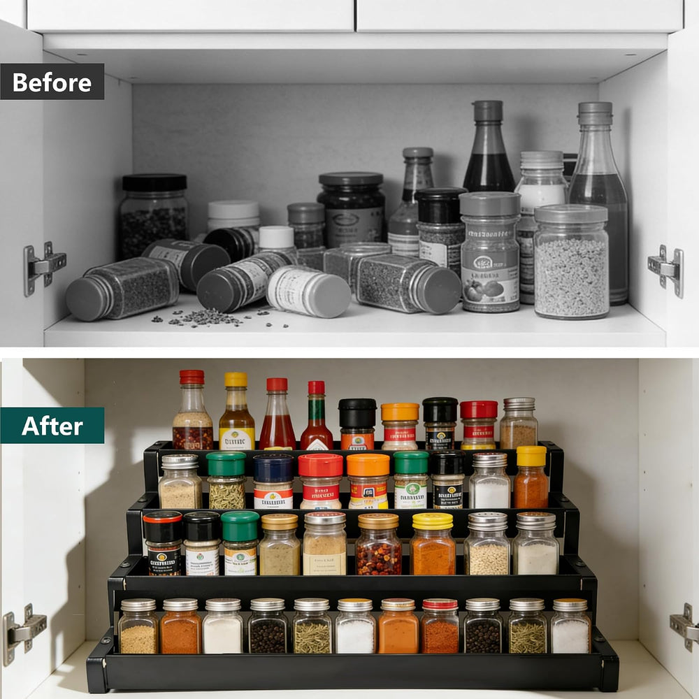 Expandable Spice Rack 4 -Tier Spicy Shelf for Countertop & Cabinet