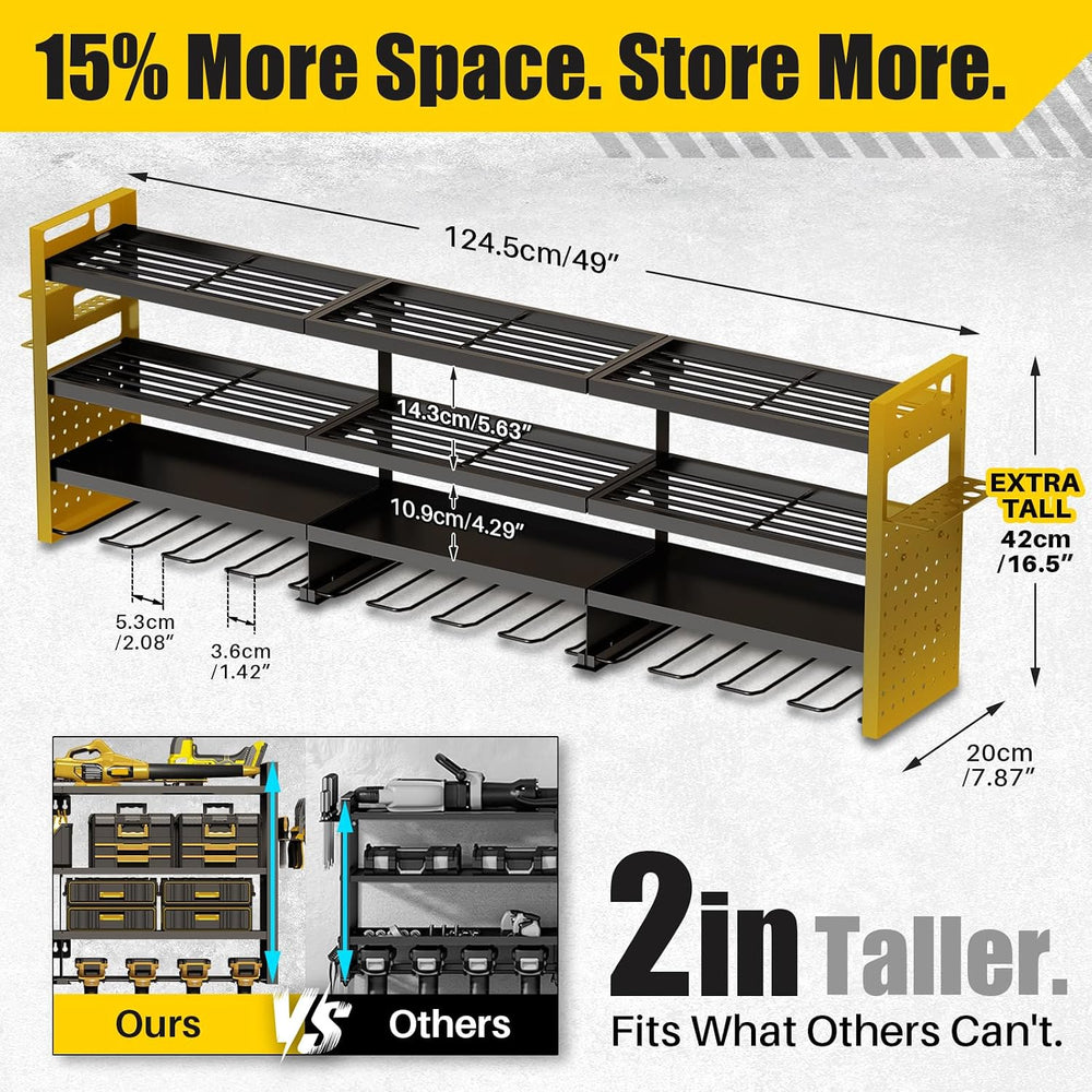 Large 49'' Wide Power Tool Organizer Wall Mount, 4-Tier